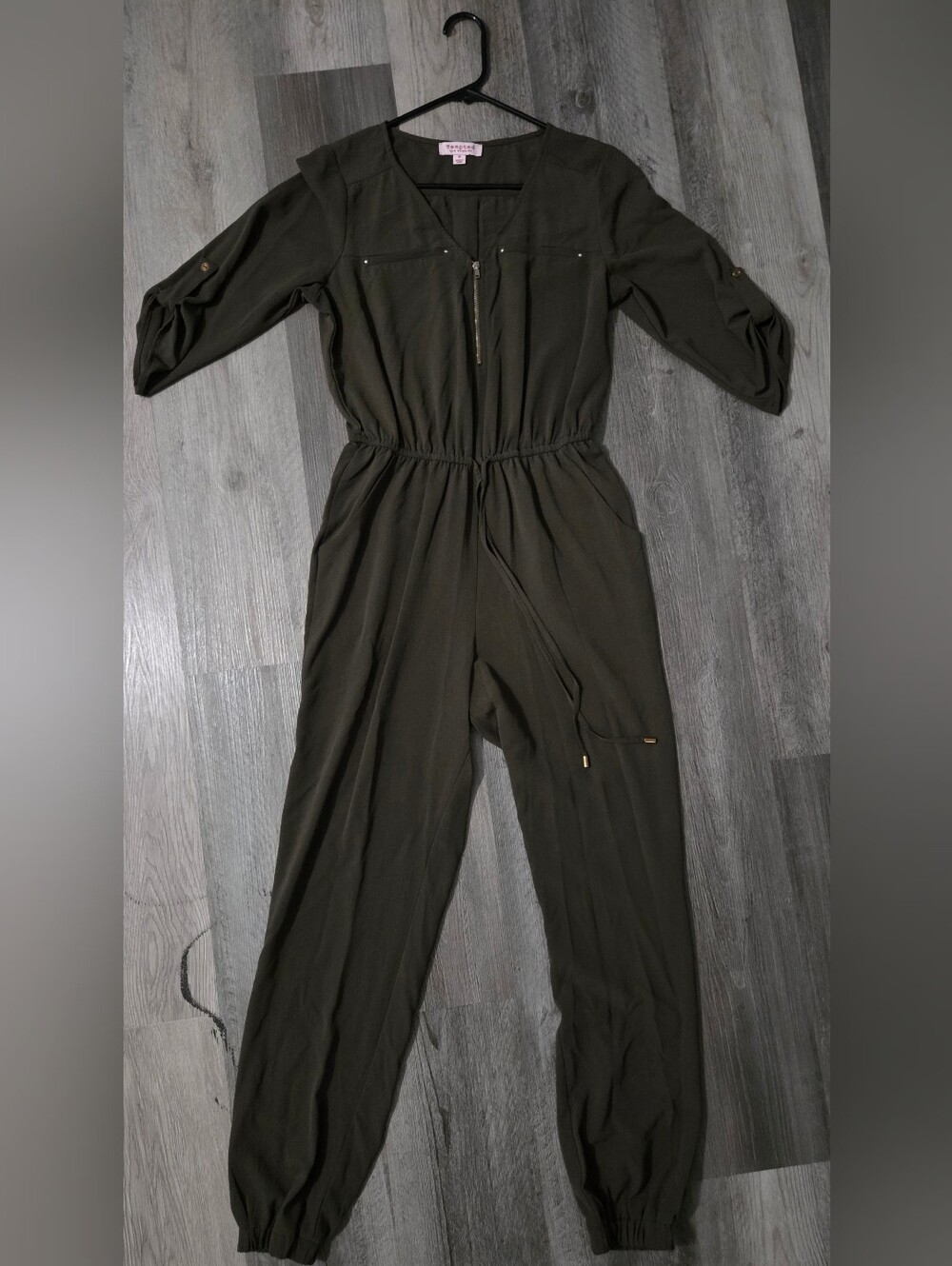 Tempted Olive Utility Drawstring Jumpsuit